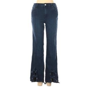 Tractr Jeans Wide Leg Bow‎ Detail Medium Wash Blue Denim Pants Women's 6/28